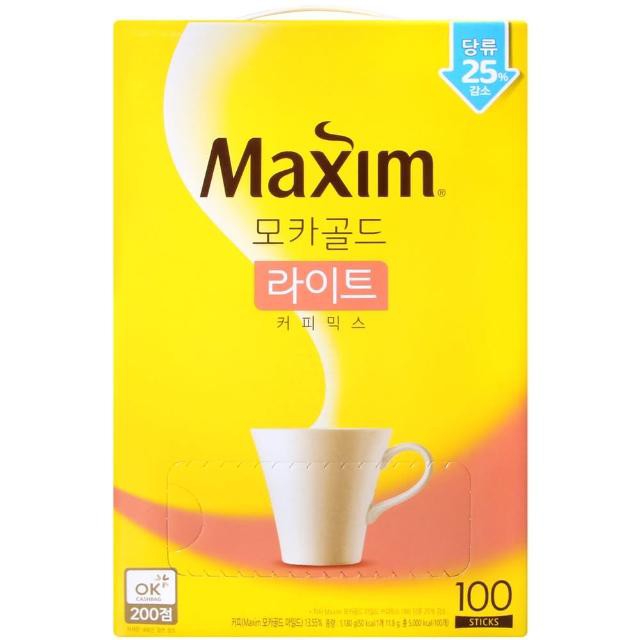 韓國大黃咖啡iu代言 maxim麥馨二合一減糖咖啡100條入 三合一咖啡 文森佐咖啡