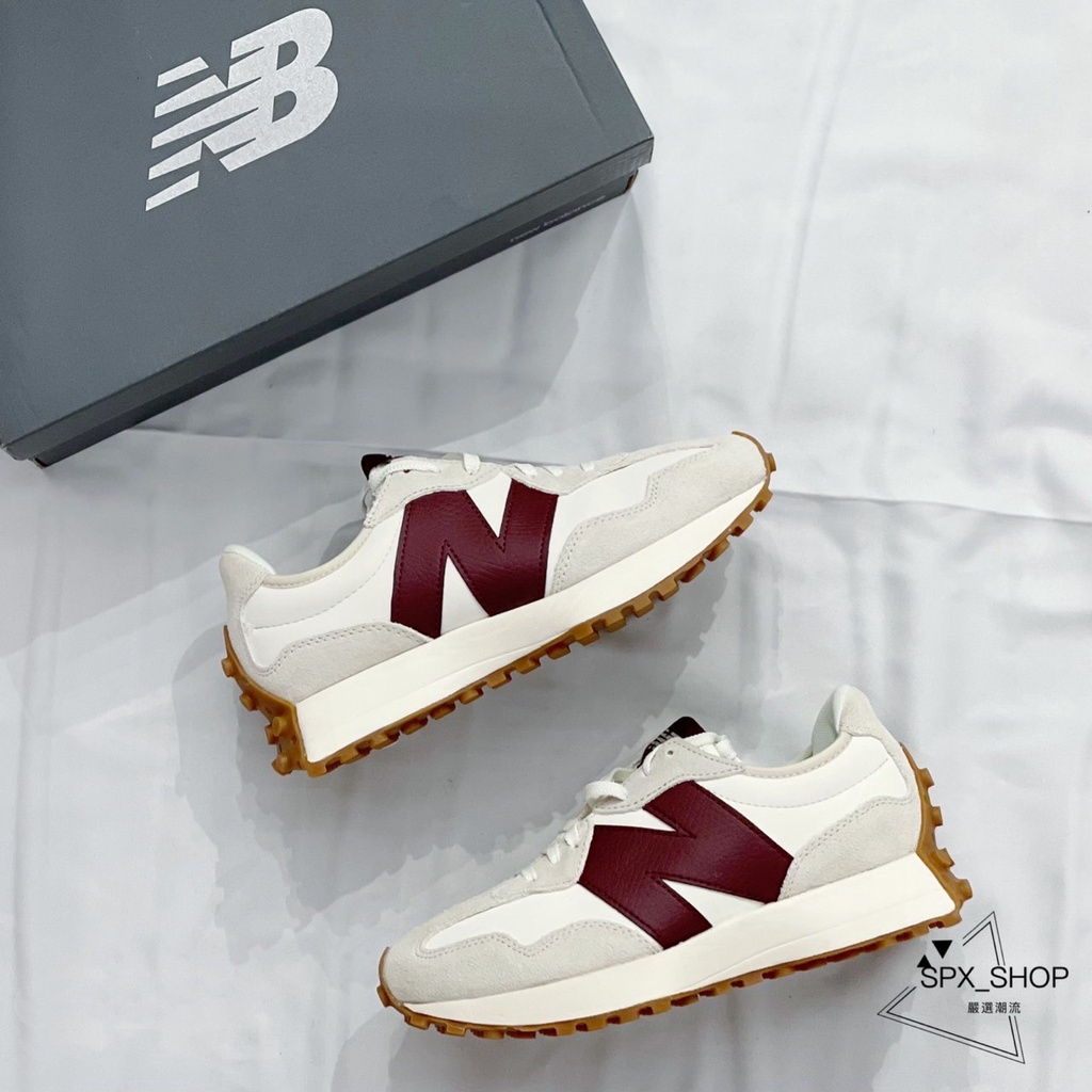 SPX潮流小舖  NEW BALANCE NB 327 白灰紅 酒紅 皮革 運動休閒 復古 大N 焦糖底