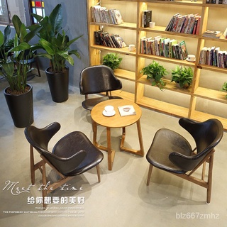 【❀大頭華❤推薦】【高品質】甜品店西餐廳實木接待洽談傢用椅子 網紅咖啡清吧休閒奶茶店桌椅