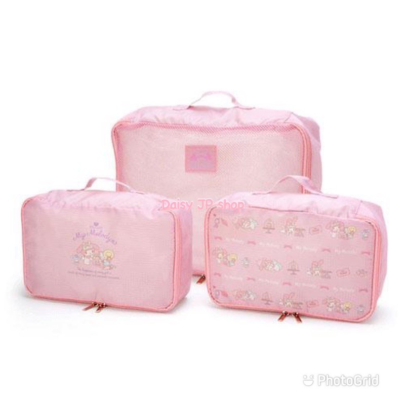 🎈現貨（3件一組）🎈日本 Sanrio 三麗鷗 美樂蒂 Melody 旅行袋/收納袋/行李袋/衣物分裝袋/折疊收納袋