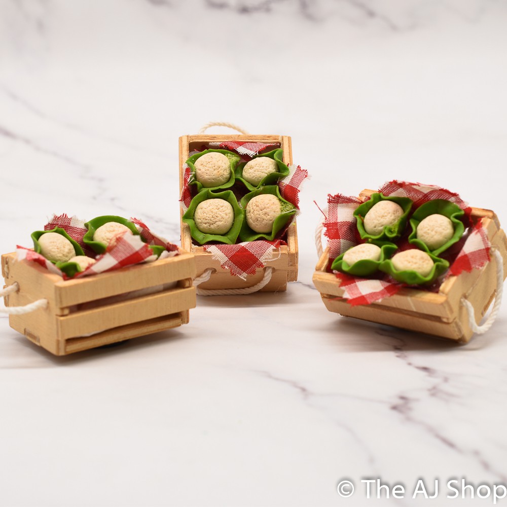 【AJ】蔬果籃 白包菜 方形木箱 紅白餐巾 麵包土磁鐵 冰箱貼 // 立體 仿真 冰箱裝飾 居家裝飾 創意家居擺飾