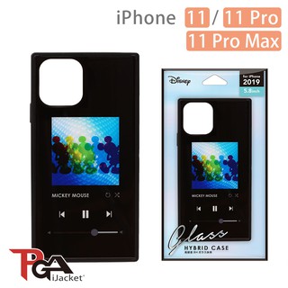 【日本PGA】iPhone 11/11 Pro/11 Pro Max 迪士尼 四角氣墊 9H玻璃殼-米奇黑