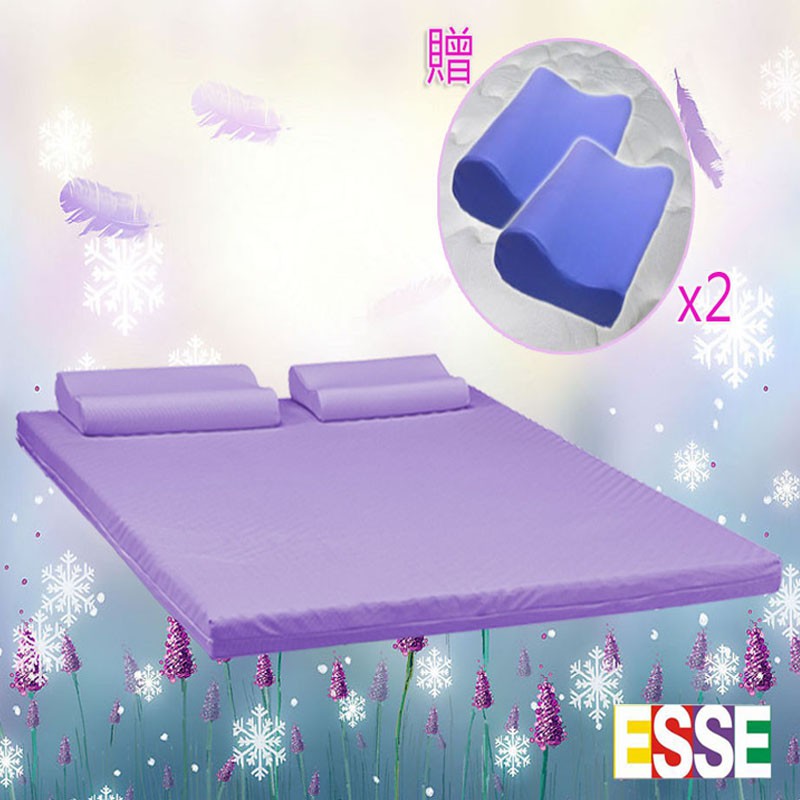 【ESSE御璽名床】-3M透氣薰衣草精油2.5cm記憶床墊(標準雙人5尺)獨家送2枕