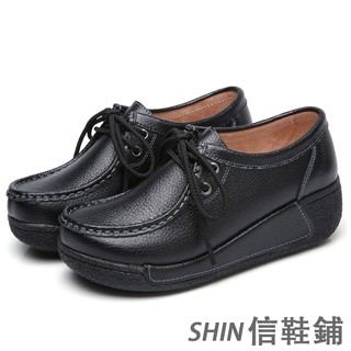 高品質二層牛皮韓系時尚厚底鞋 真皮女鞋 軟底揺搖鞋鬆糕鞋 ins超火大頭增高鞋 顯瘦百搭女生休閒鞋 久穿久走不累腳 現貨