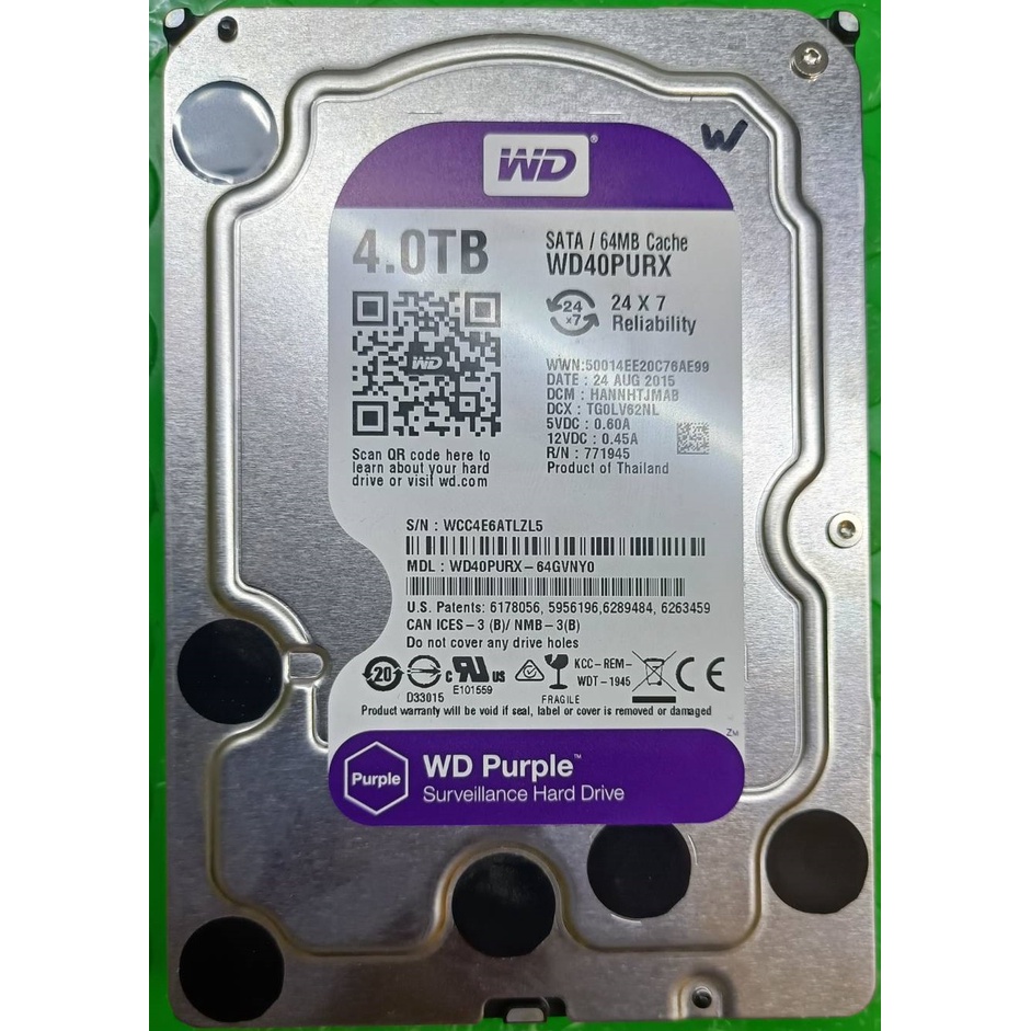 WD Western Digital PURPLE 4TB 4T WD40PURX紫標監控用硬碟3.5"桌機用DVR錄影