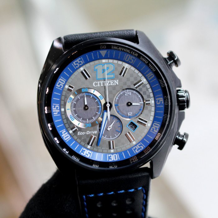 CITIZEN CA4199-17H 星辰錶 手錶 44mm 光動能 三眼計時 黑面盤 皮錶帶 男錶女錶