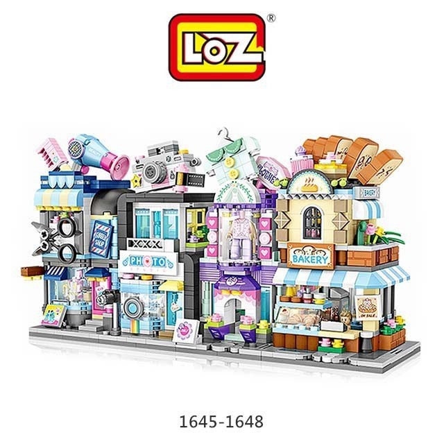 1645 美髮店 理髮店 迷你街景積木夢幻商業街模型 LOZ 小積木 積木 顆粒積木 益智玩具 兒童禮物 獎勵品 腦力激