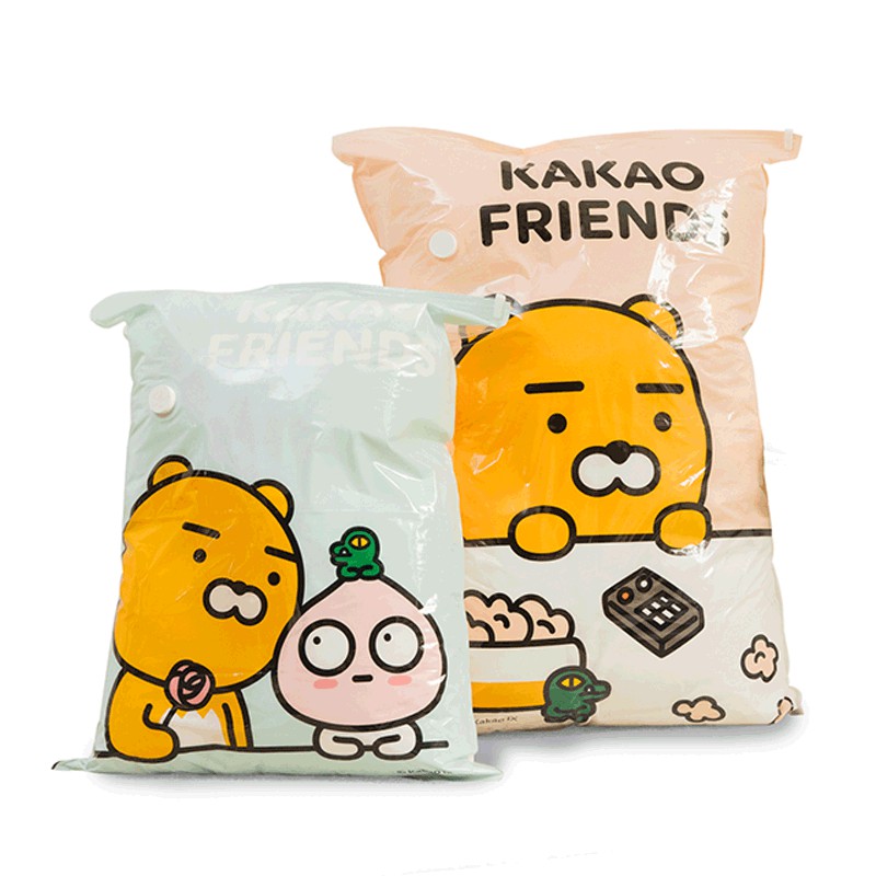 Kakao Friends真空壓縮袋8件組- Norns 萊恩 Ryan 正版授權 棉被衣物壓縮袋 旅行 抽氣收納袋