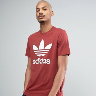[二手古著］adidas 復古橘色上衣 Originals Trefoil T-Shirt In Red BQ5395