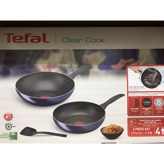 全新 雲端發票 Tefal 特福 全新鈦升級 極巧系列不沾鍋3件組(28cm炒鍋+26cm深平底鍋+鍋鏟)