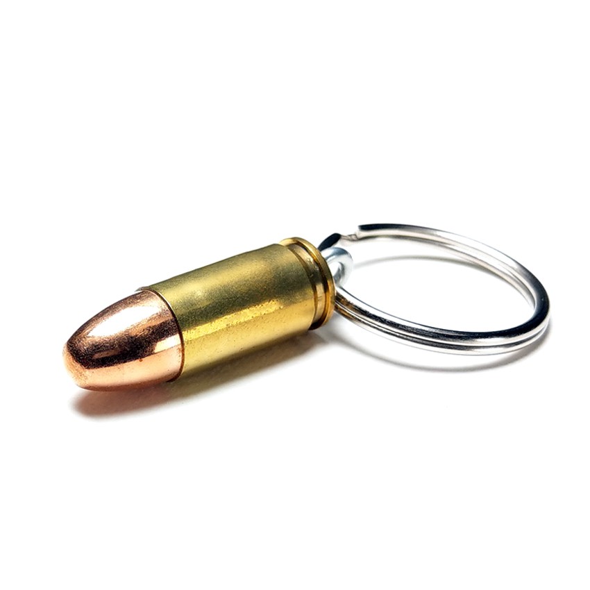 Bullet - 9mm 真實手槍子彈鑰匙圈（黃銅）復古金屬創意造型質感鑰匙扣 個性潮牌鑰匙吊飾掛飾 生存遊戲特殊裝備