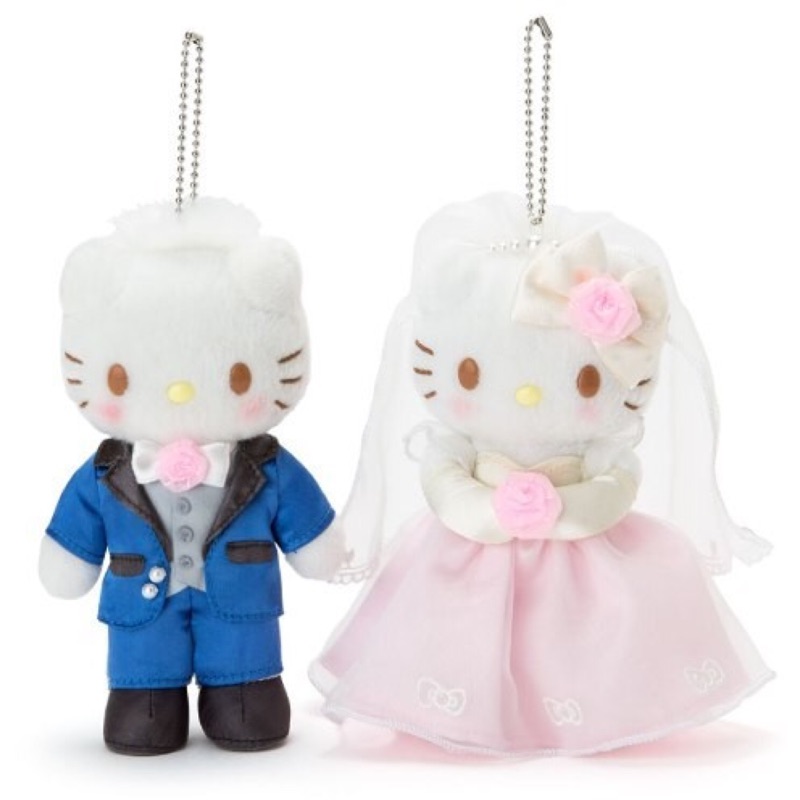 《朋友禮品》日本三麗鷗 kitty 凱蒂貓 丹尼爾 新娘婚紗西服 結婚 新娘 藍西裝 吊飾 娃娃 新婚組 婚禮組