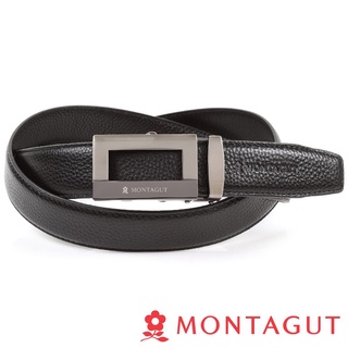 【MONTAGUT夢特嬌】時尚經典自動扣皮帶A57M75502F黑色