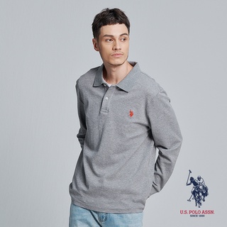【U.S. POLO ASSN.】男款小馬長袖POLO衫-灰色 US POLO