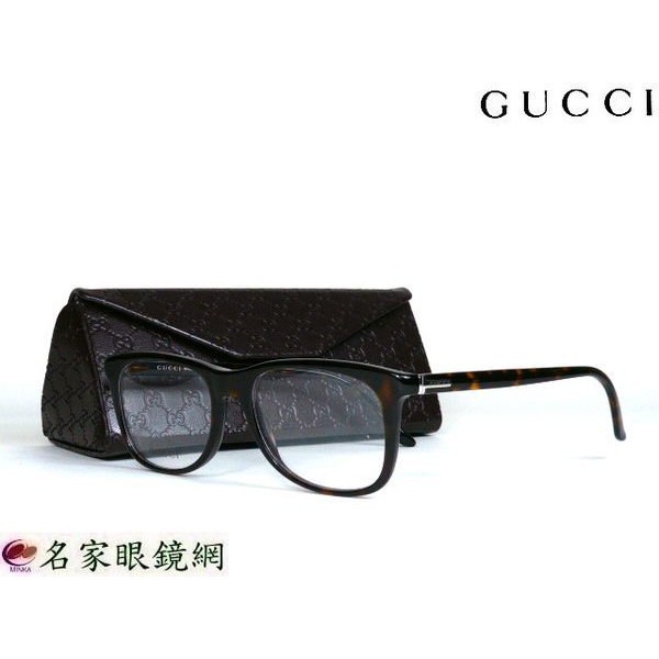 《名家眼鏡》GUCCI簡約細版玳瑁色膠框GG1037 TVD【台南成大店 】