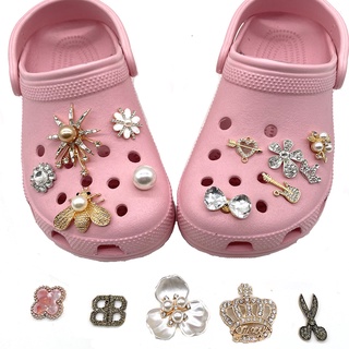 CROCS 金屬鑽石鞋配件花園鞋裝飾 jibbitz 適用於鱷魚魅力扣女士