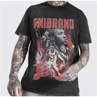 Damian Lillard水洗復古t恤 拓荒者 NBA復古t恤 美式復古上衣 黑色 短袖 T恤 上衣