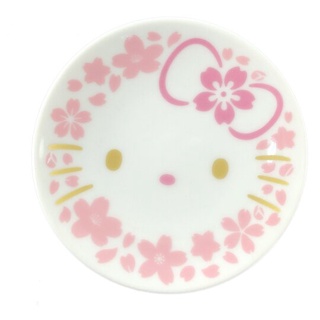 @凱蒂日式精品@Hello Kitty 日製 迷你陶瓷圓盤 醬料盤 小菜盤小碟《粉金、櫻花臉》