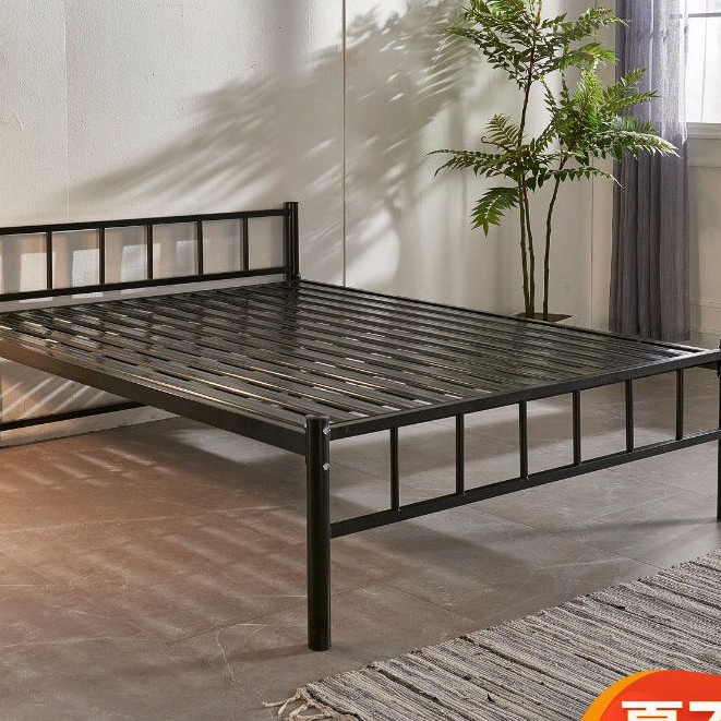 鐵藝床1.5米家用雙人床鐵床架宿舍床簡易出租房床1.2米單人工地床bzku