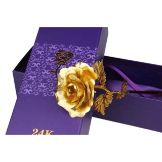現貨🌹24k立體金箔花 綻放黃金玫瑰花(紫色禮盒)🎉