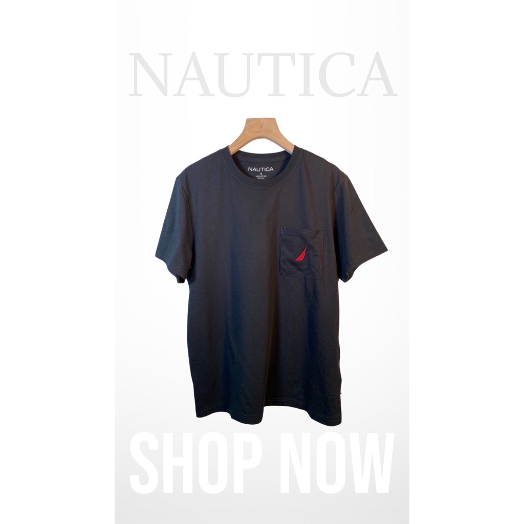 Nautica 美國帆船 男 短袖T恤 圓領短T  必買 口袋 素面 紅Logo 黑、白色 XXL=XL號