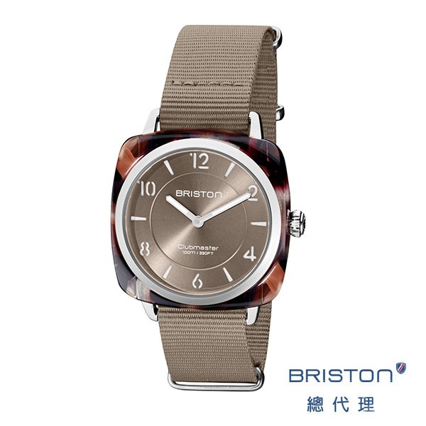 BRISTON CHIC 手工小方糖錶 折射光感 奶茶色 銀框 玳瑁琥珀 時尚百搭 禮物首選 女錶 手錶 男錶