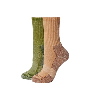 【Caravan】142001 中性款 美麗諾羊毛除臭徒步健行登山襪 (兩雙一包) 淺棕/橄欖綠