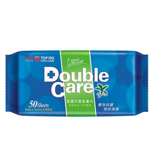 【醫博士】康乃馨Double care抗菌濕巾 $52/包 ( 50抽/12包/箱 )