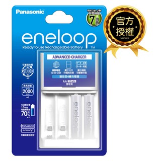 Panasonic國際牌 eneloop鎳氫電池 智控型4槽 充電器組(2000mAh)附3號2顆 即可用 低自放電