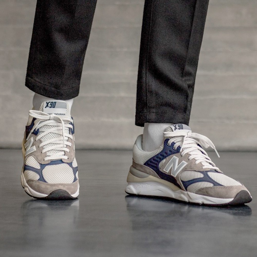 New Balance X90 男鞋灰白藍麂皮復古休閒老爹鞋MSX90RPB D | 蝦皮購物