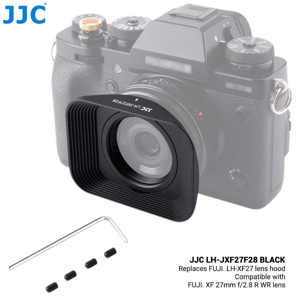 JJC復古方形金屬遮光罩適用於富士XF 27mm f2.8鏡頭X-S10 X-E4 X-T4等相機 替代LH-XF27