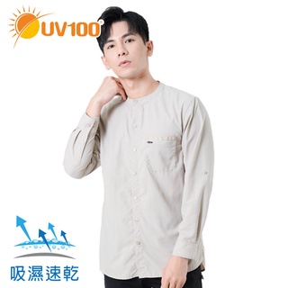 【UV100】 防曬 抗UV-條紋立領休閒襯衫-男(BD20083)