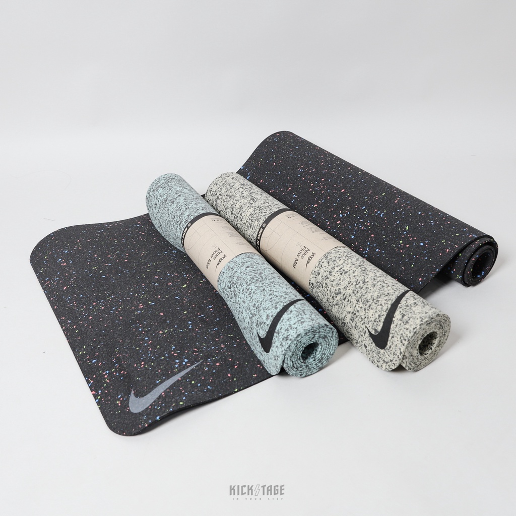 NIKE FLOW YOGA MAT 4 MM 45D 黑色 綠色 米色 潑漆 環保材質 瑜珈墊【DH3258】