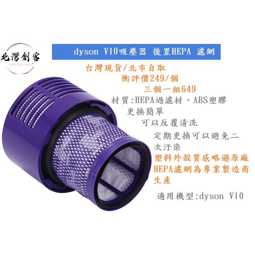 【小袋森友惠|dyson 戴森】dyson V8、V10、V10吸塵器代用，後置可更換濾芯，HEPA濾網配件 |台灣現