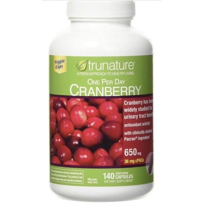 美國好市多特價 TruNature Cranberry 蔓越莓高濃縮精華膠囊 140粒（效期：2025/09）