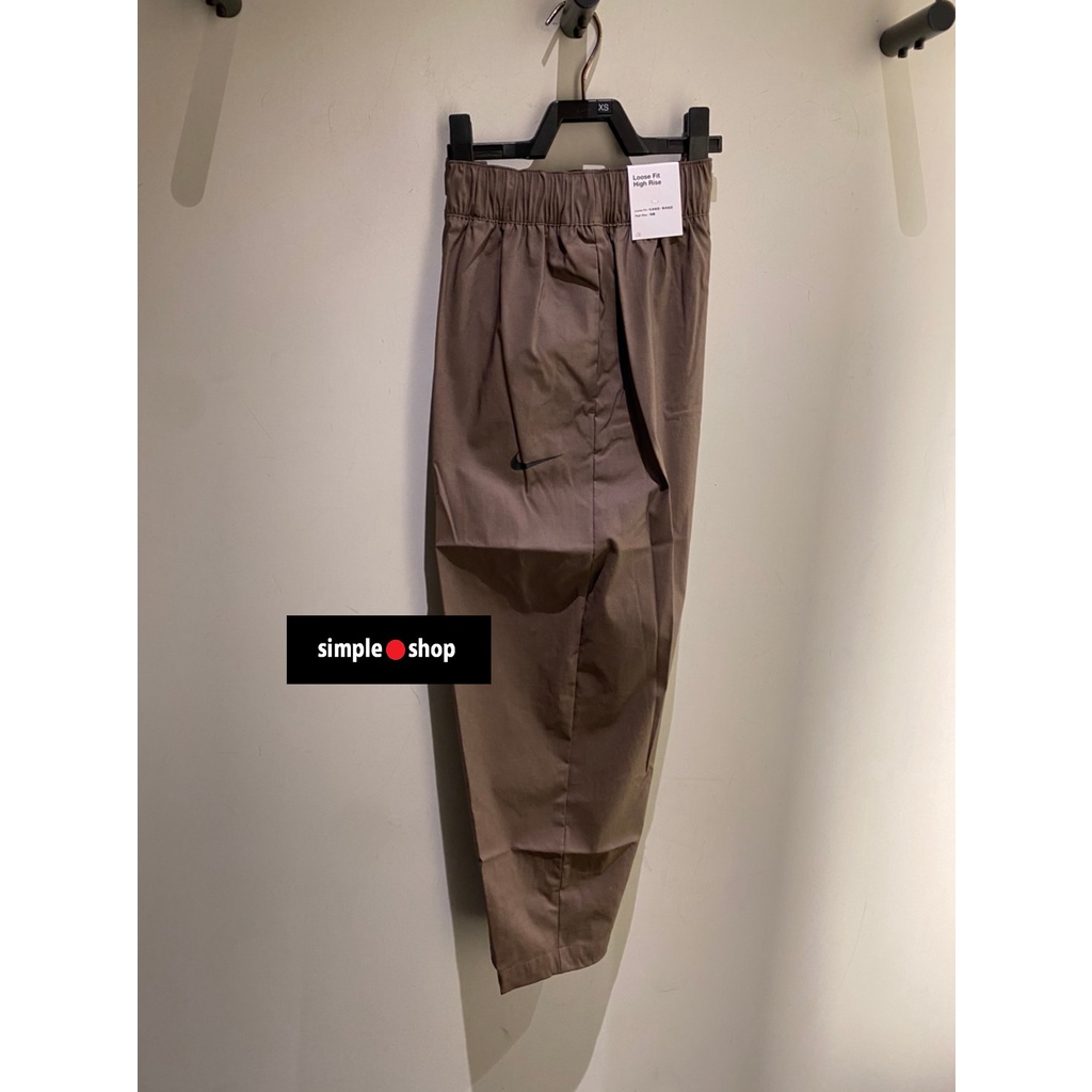 【Simple Shop】NIKE NSW 運動長褲 寬褲 九分褲 工作褲 哈倫褲 咖啡色 女款 DD5976-004