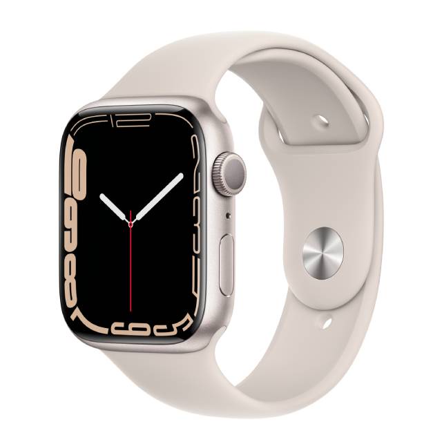 Apple Watch S7 GPS，45mm星光色鋁金屬錶殼 搭星光色運動錶帶 _ 台灣公司貨 + 贈