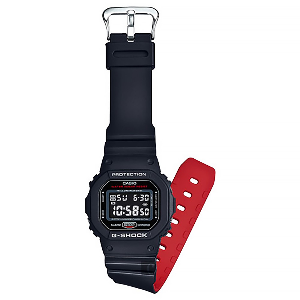 CASIO 卡西歐 G-SHOCK 經典人氣電子錶-紅黑 DW-5600HR-1DR