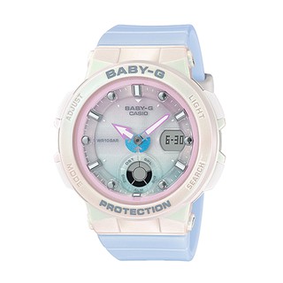 CASIO BGA-250-7A3 BABY-G 海洋風情雙顯女錶 樹脂錶帶 淡粉藍 防水100米