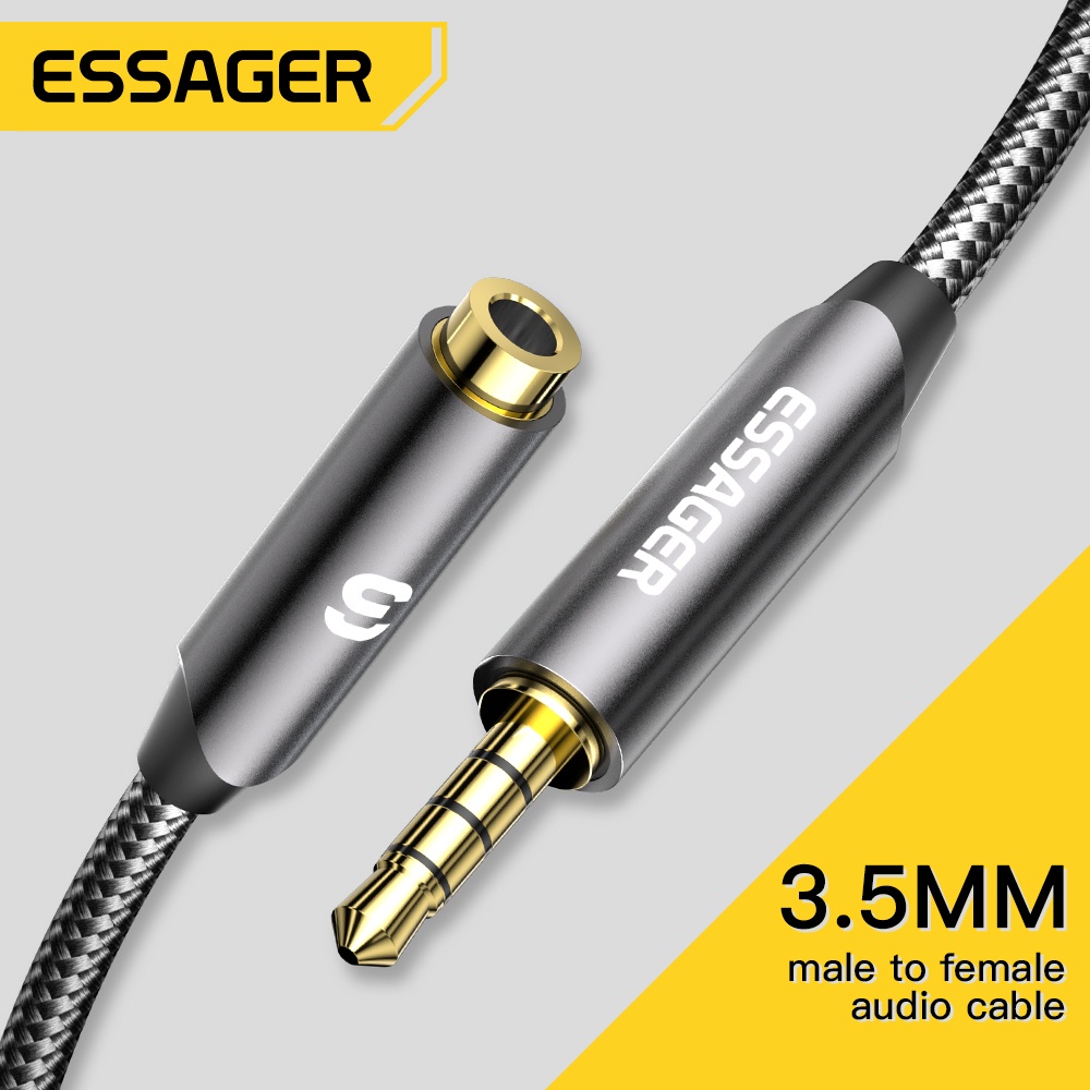 Essager 公對母音頻延長線 Aux 插孔支持麥克風 3.5mm 耳機, 用於智能手機 MP3 MP4 播放器平板電