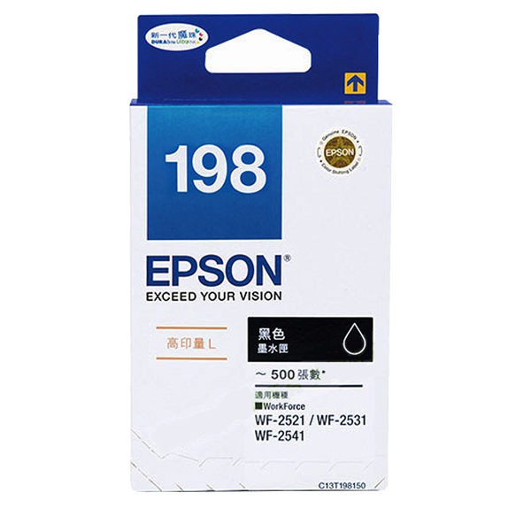 T198150 EPSON 原廠 (No.198) 高容量黑色墨水匣