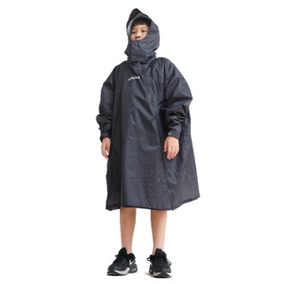 Outperform 去去雨水走長版(兒童)風雨衣-Mini-O 曜石黑 斜開拉鍊 一件式 連身式 雨衣《淘帽屋》
