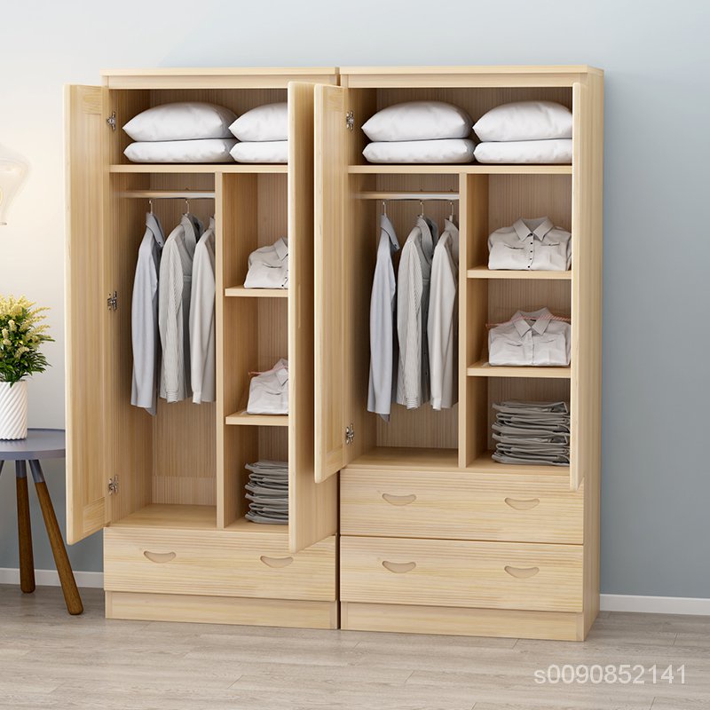 BENNY實木衣櫃現代簡約經濟型組裝原木臥室整體大衣櫥兩2門松木衣櫃
