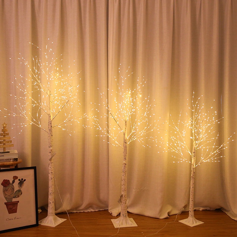 白樺樹LED彩燈ins網紅臥室布置房間發光樹氛圍裝飾夜燈床頭落地燈