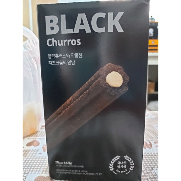 現貨一盒 198元 韓國 BLACK churros  巧克力風味奶油吉拿棒 巧克力吉拿棒 奶油餡 吉拿棒 餅乾 12支