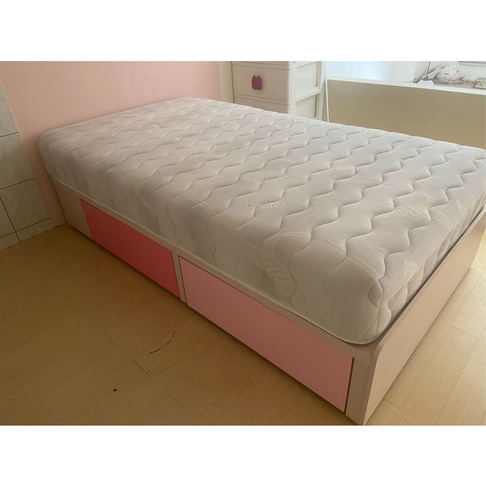 3.5呎單人床 床架+兩收納抽屜+獨立筒床墊