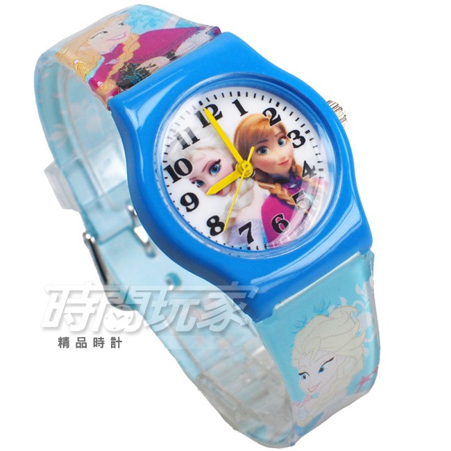 Disney 迪士尼 時尚卡通手錶 冰雪奇緣 艾莎公主 安娜 手錶 數字女錶 粉藍色 D冰雪小B4【時間玩家】