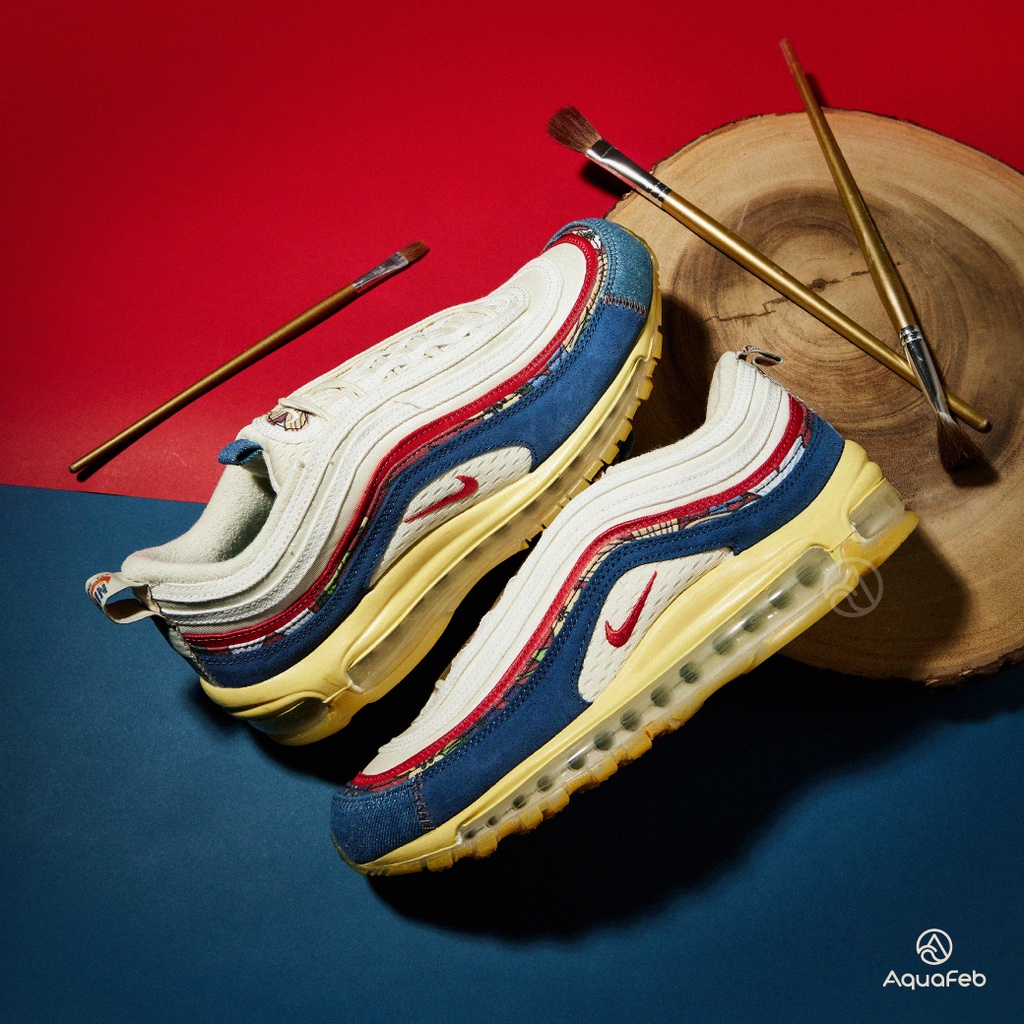 Nike Air Max 97 男 白藍黃 氣墊 運動 休閒鞋 DV1486-162