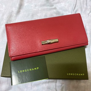『Longchamp』 ROSEAU竹節系列卵石紋牛皮翻蓋長夾(8成新)