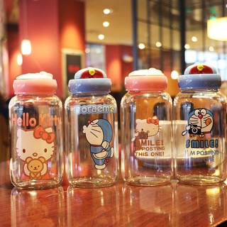 Hello Kitty 大容量咖啡杯 ins耐熱玻璃隨行杯 透明水杯 玻璃杯 兩用杯子 便攜時尚 生日禮品